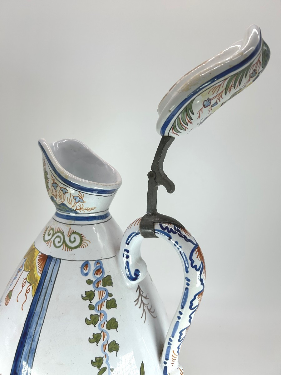 Rouen 19th Century - Large Cider Pitcher With Rotating Decoration-photo-2