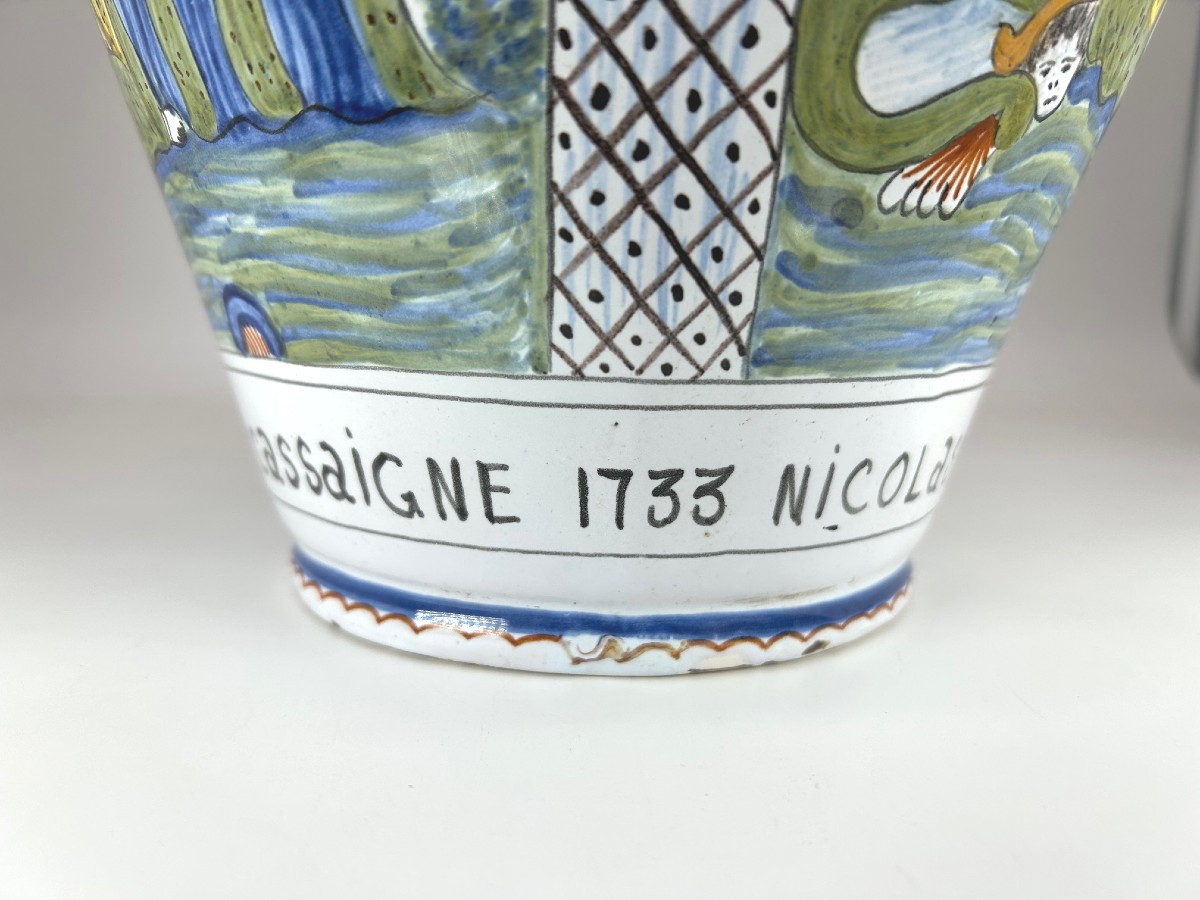 Rouen 19th Century - Large Cider Pitcher With Rotating Decoration-photo-5