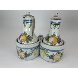 Nevers - Early 19th Century - Complete Oil And Vinegar Cruet