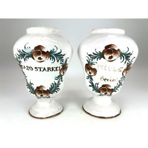 EST - LUNEVILLE - Début XIX ème Siècle - APOTHICAIRERIE - Paire de Piluliers