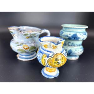 ITALE - TOSCANE XVIIIème et début XIX ème siècle - 1 pilulier + 2 cruchons à alcool