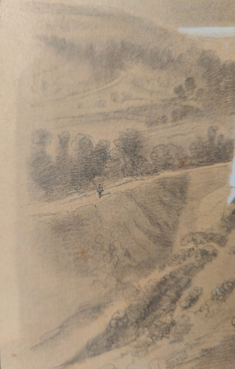 A. Bligny - Château d'Arques - 19th Century Drawing-photo-1