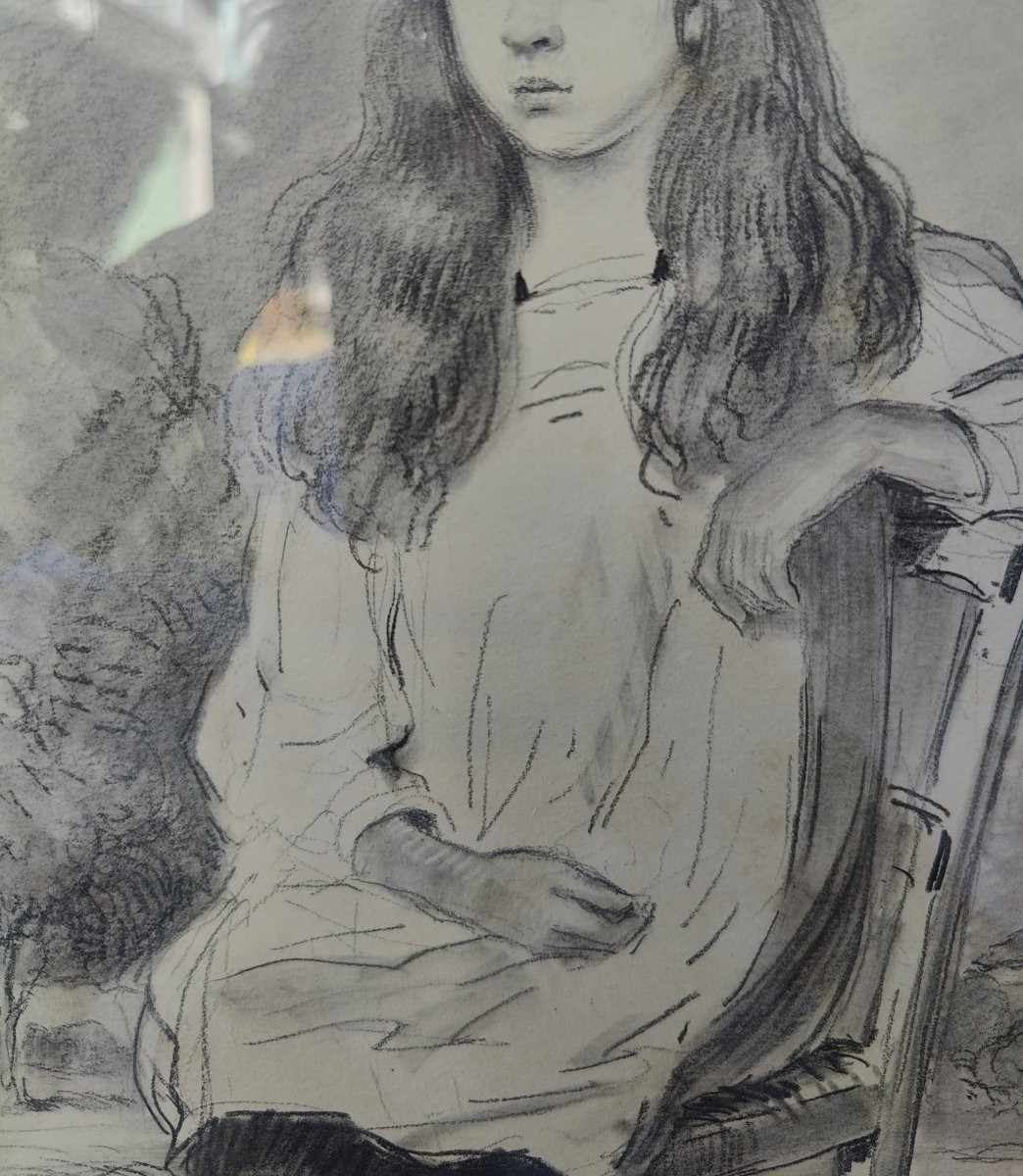 I.M - PORTRAIT JEUNE FEMME 1920 - DESSIN-photo-2