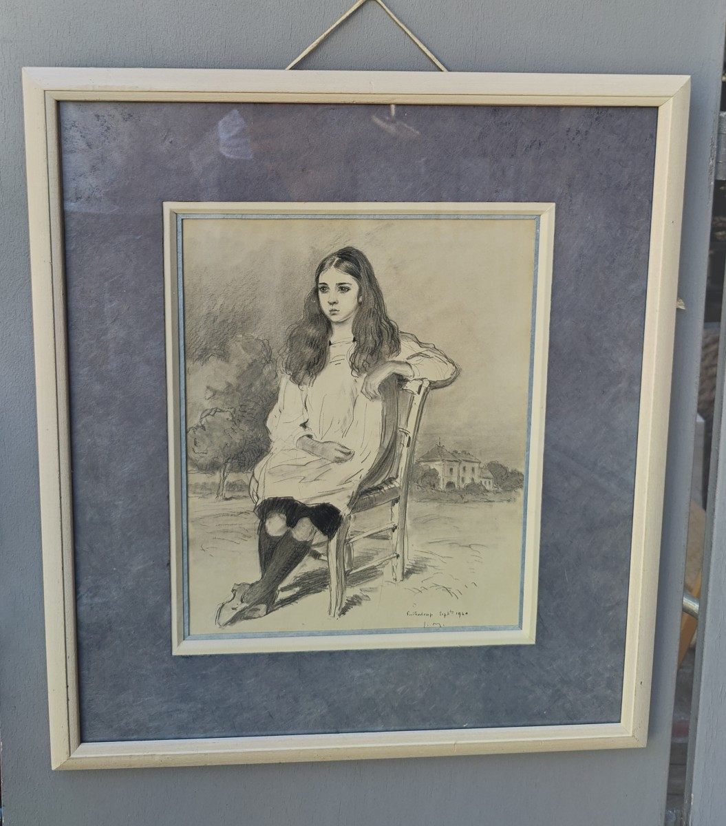 I.M - PORTRAIT JEUNE FEMME 1920 - DESSIN