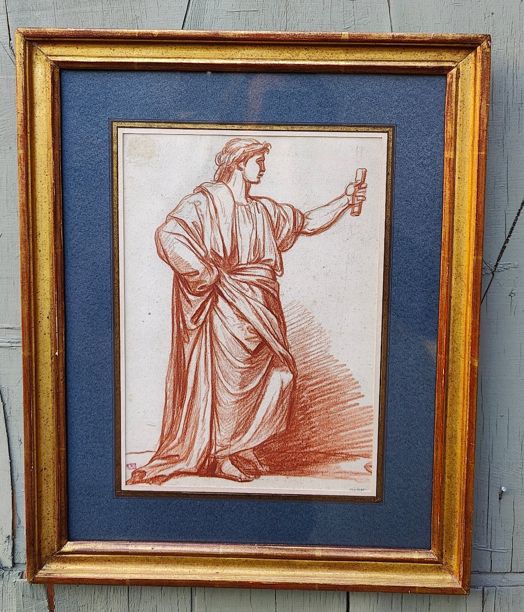 AUGUSTIN PAJOU - FIGURE ANTIQUE SANGUINE-photo-2