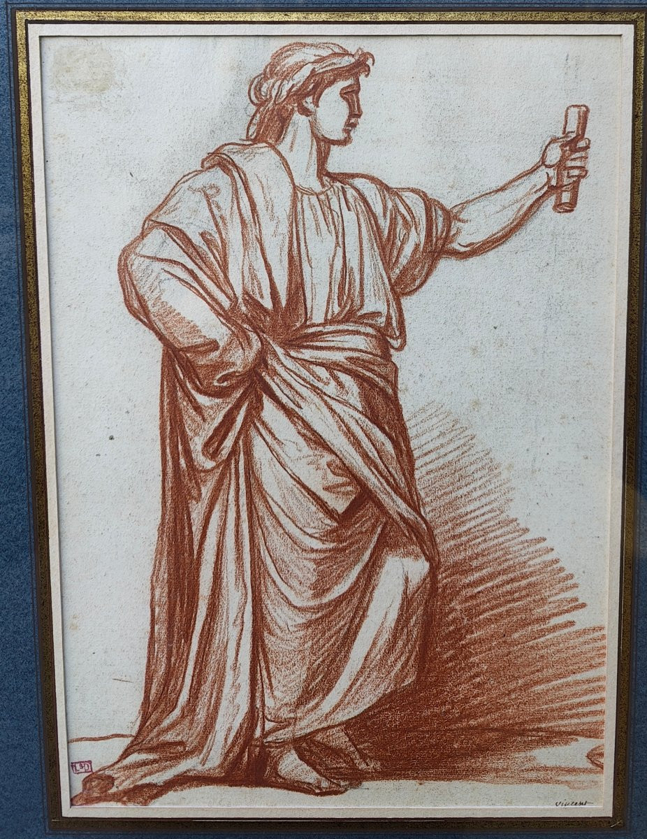 AUGUSTIN PAJOU - FIGURE ANTIQUE SANGUINE-photo-3