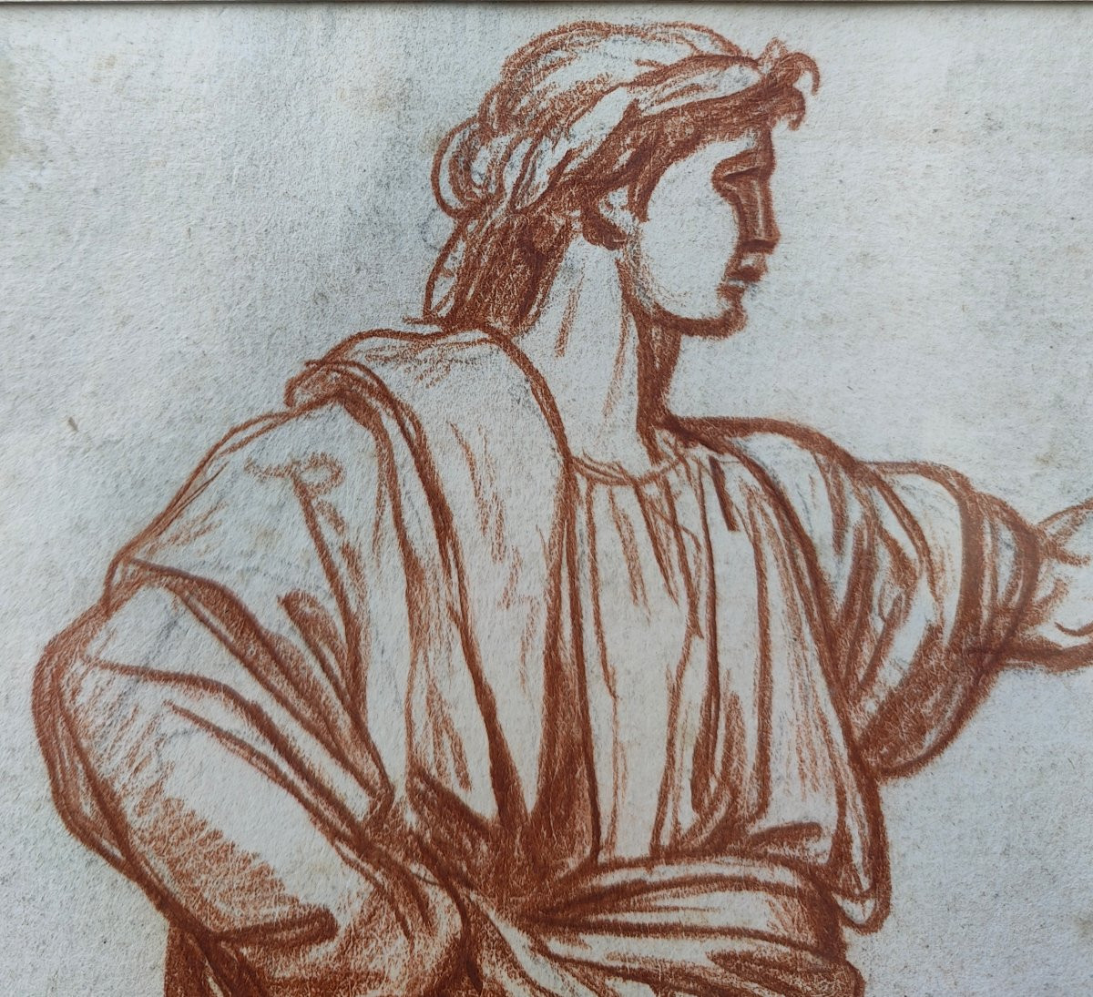 AUGUSTIN PAJOU - FIGURE ANTIQUE SANGUINE-photo-4