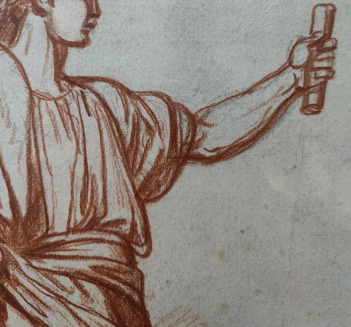 AUGUSTIN PAJOU - FIGURE ANTIQUE SANGUINE-photo-1