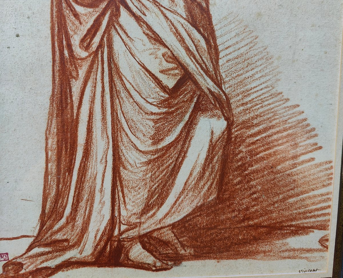 AUGUSTIN PAJOU - FIGURE ANTIQUE SANGUINE-photo-2