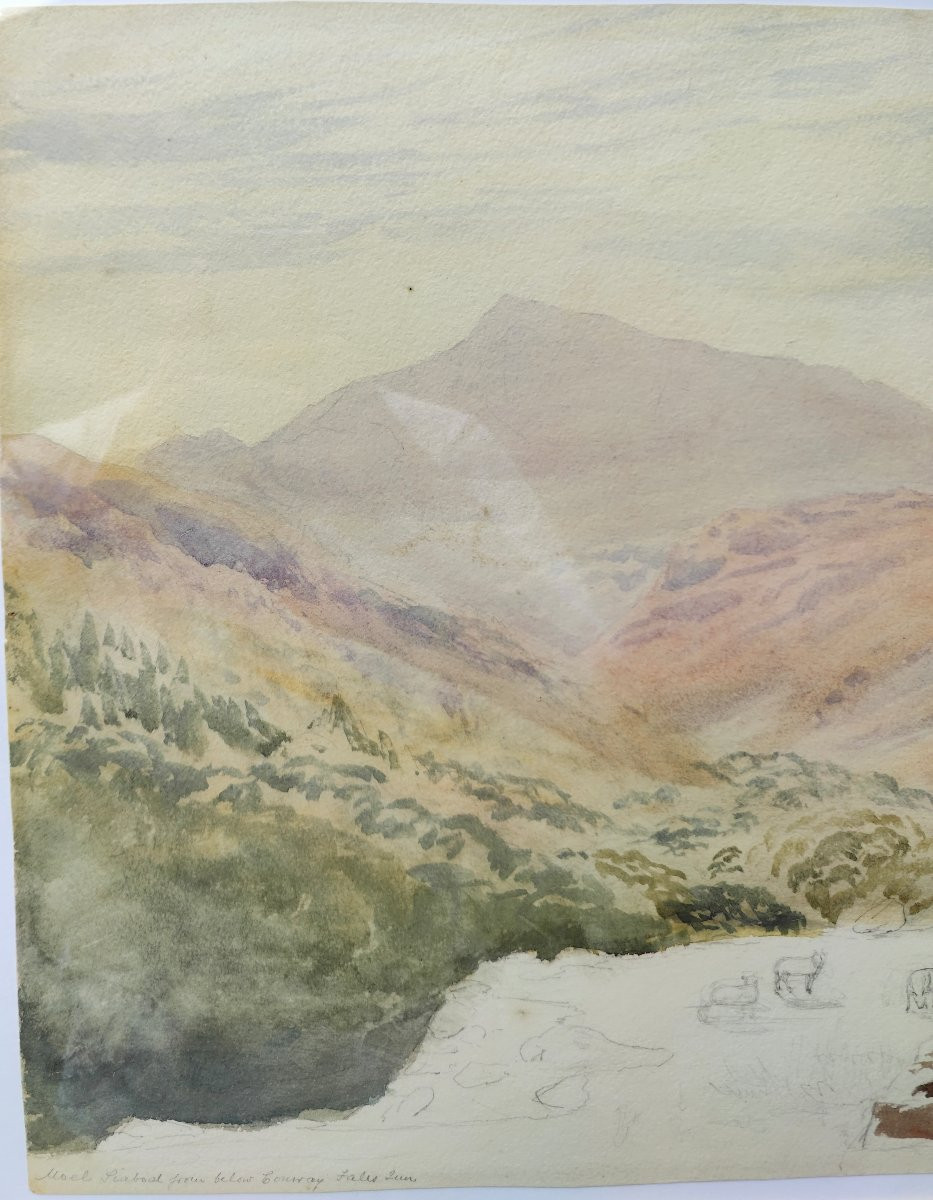 CONWY GALLES - 1850 AQUARELLE-photo-2