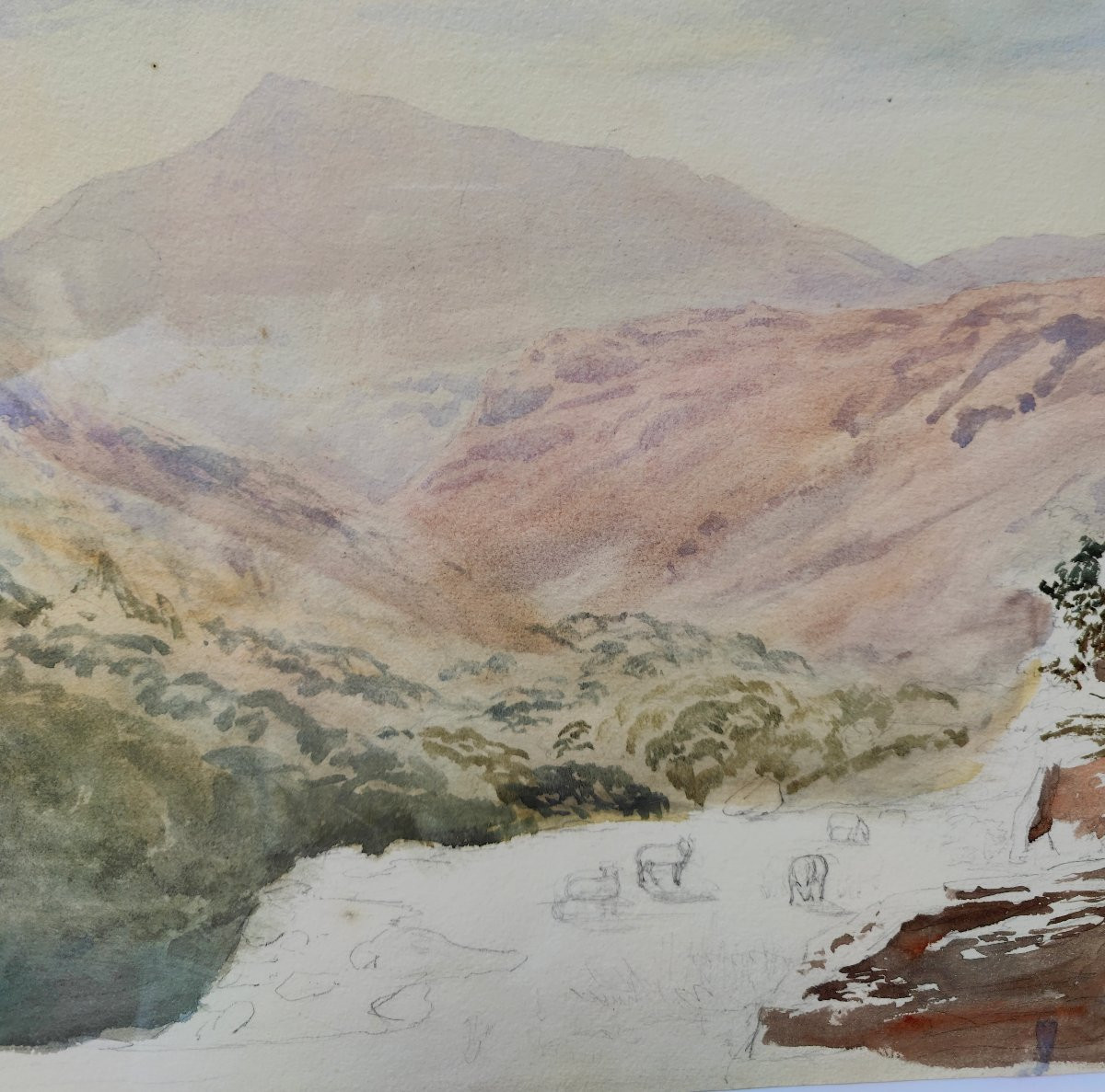 CONWY GALLES - 1850 AQUARELLE-photo-4