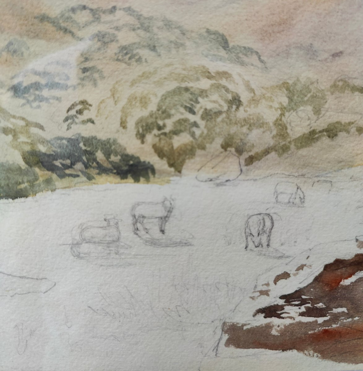 CONWY GALLES - 1850 AQUARELLE-photo-2