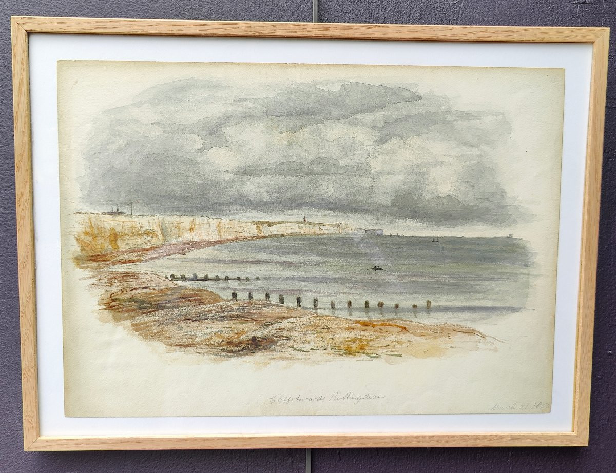 AQUARELLE 1850 - FALAISES ROTTINGDEAN-photo-2