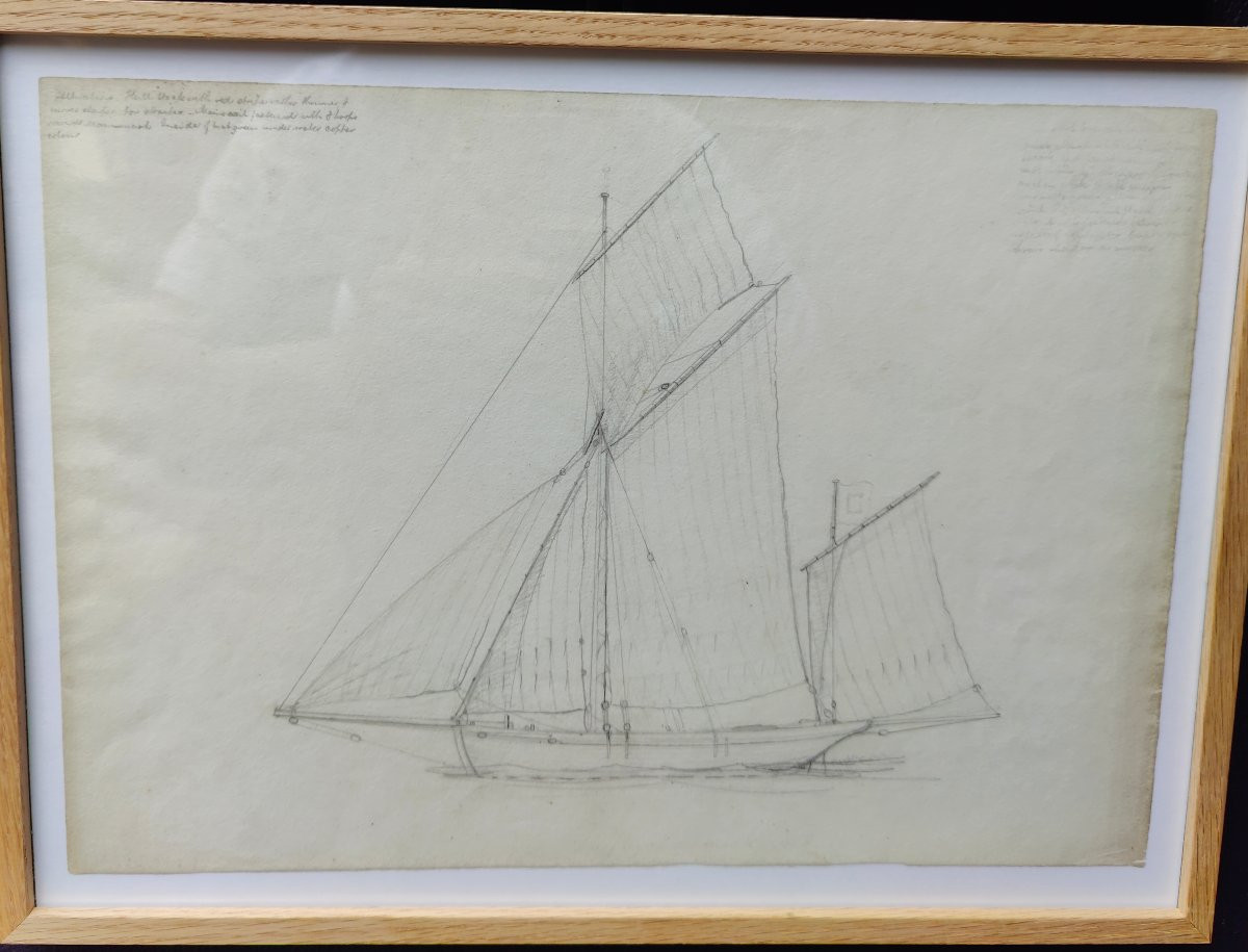 Three Boat Studies 1850 Drawing-photo-4