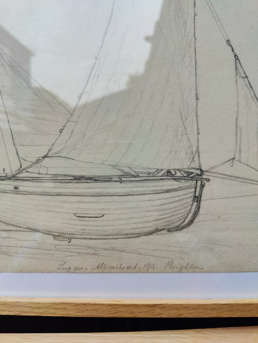 Three Boat Studies 1850 Drawing-photo-1