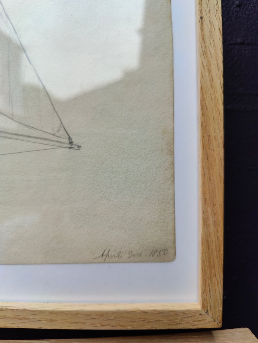 Three Boat Studies 1850 Drawing-photo-2