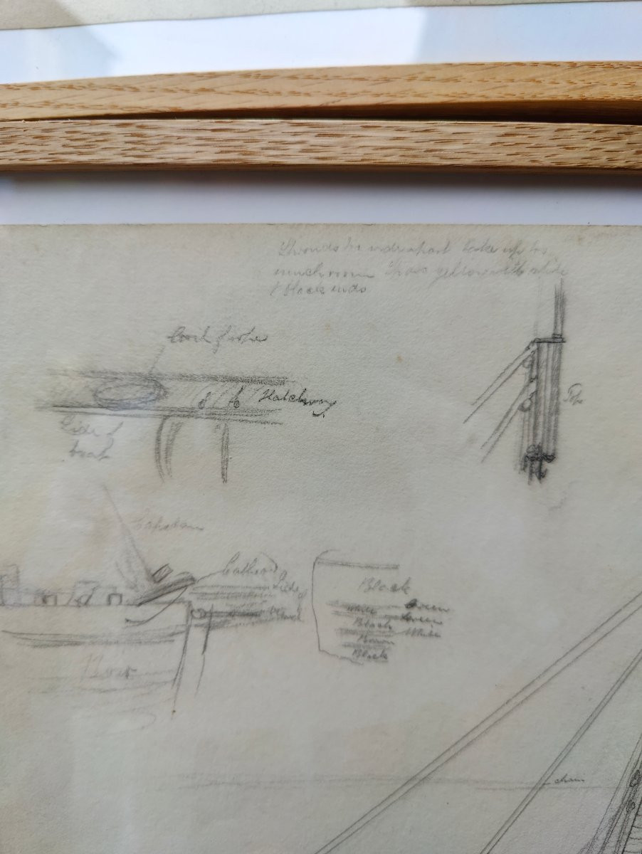 Three Boat Studies 1850 Drawing-photo-4
