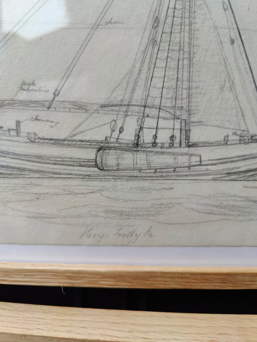 Three Boat Studies 1850 Drawing-photo-5