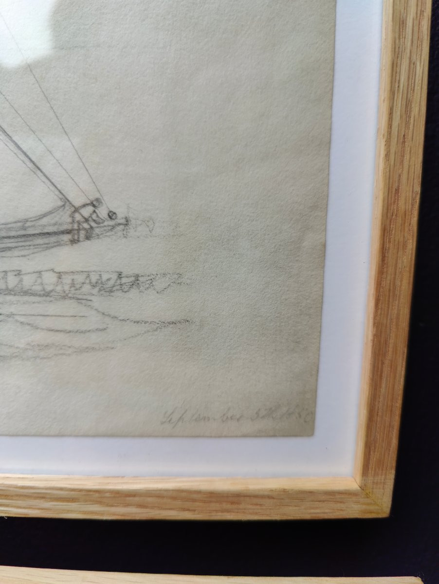 Three Boat Studies 1850 Drawing-photo-6