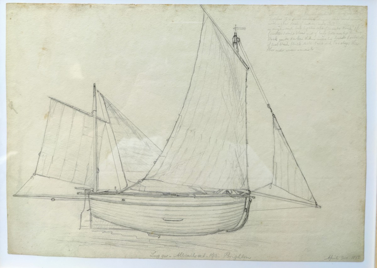 Three Boat Studies 1850 Drawing