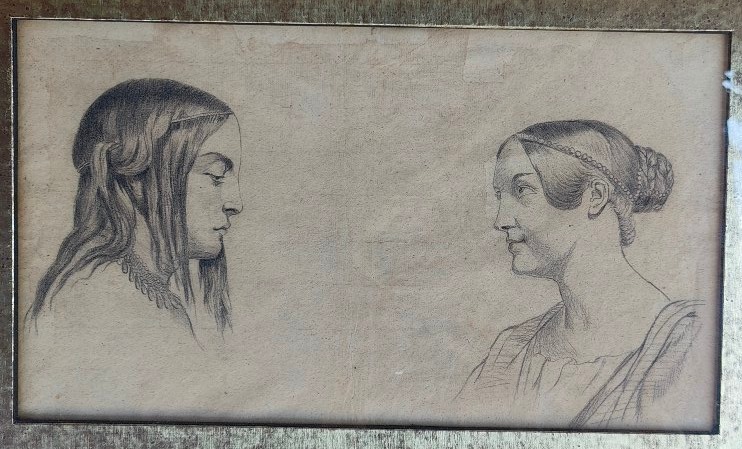ECOLE FRANÇAISE 1900 - DEUX TETES FEMMES-photo-3