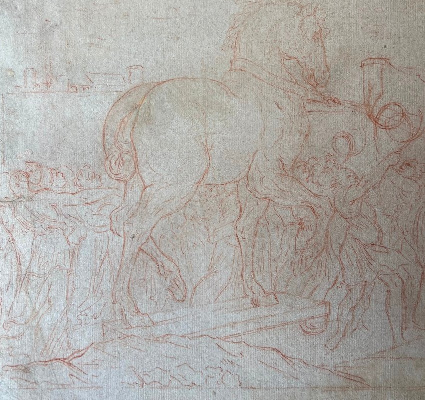 Carrache - Ulysse Cheval Troie - Sanguine-photo-4