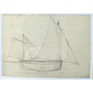 Three Boat Studies 1850 Drawing