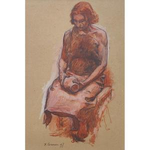 CORMON DESSIN - FEMME PALEONTOLOGIE
