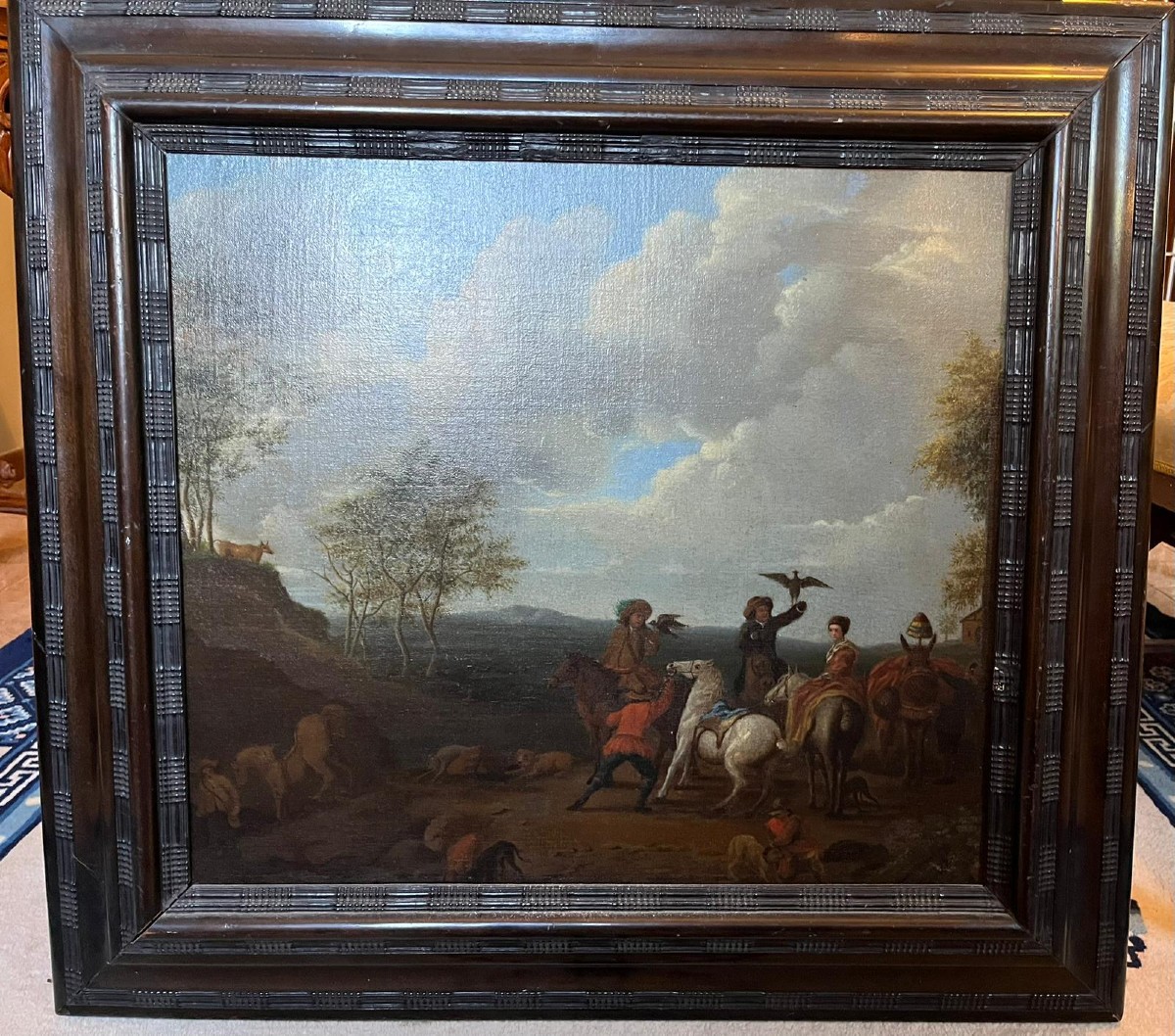 Huile sur toile , cm 61 x 55, cire a cacheter, maitre flamande du XVII siecle,  bon état 