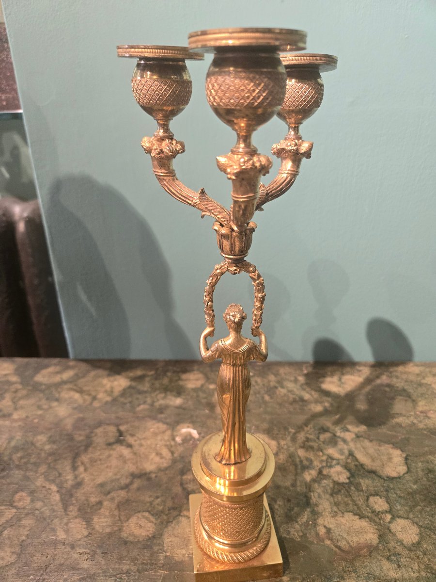 Pair Of Gilded Bronze Candlesticks, 34-photo-4