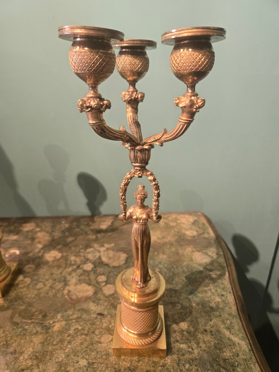 Pair Of Gilded Bronze Candlesticks, 34-photo-2