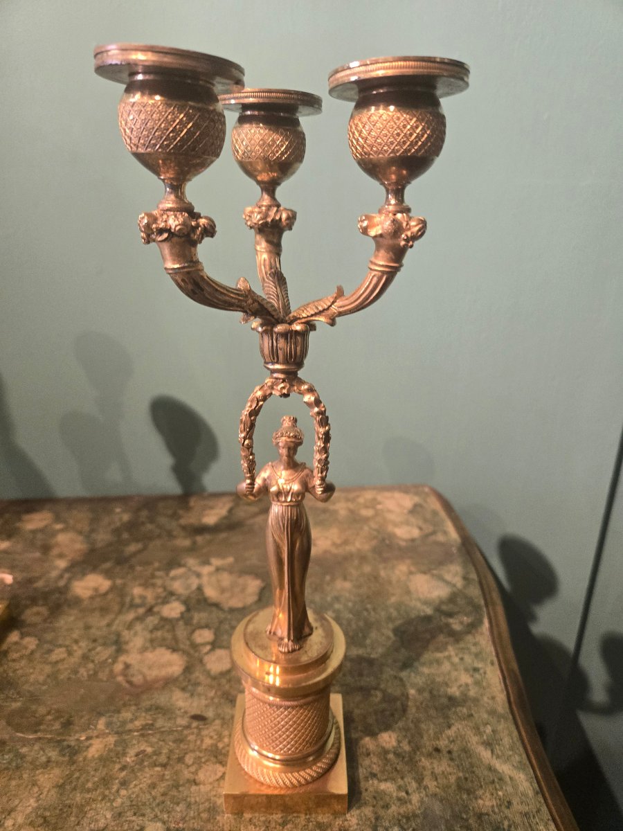 Pair Of Gilded Bronze Candlesticks, 34-photo-4
