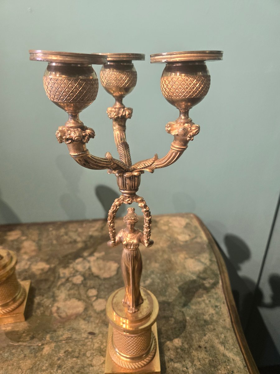 Pair Of Gilded Bronze Candlesticks, 34-photo-7