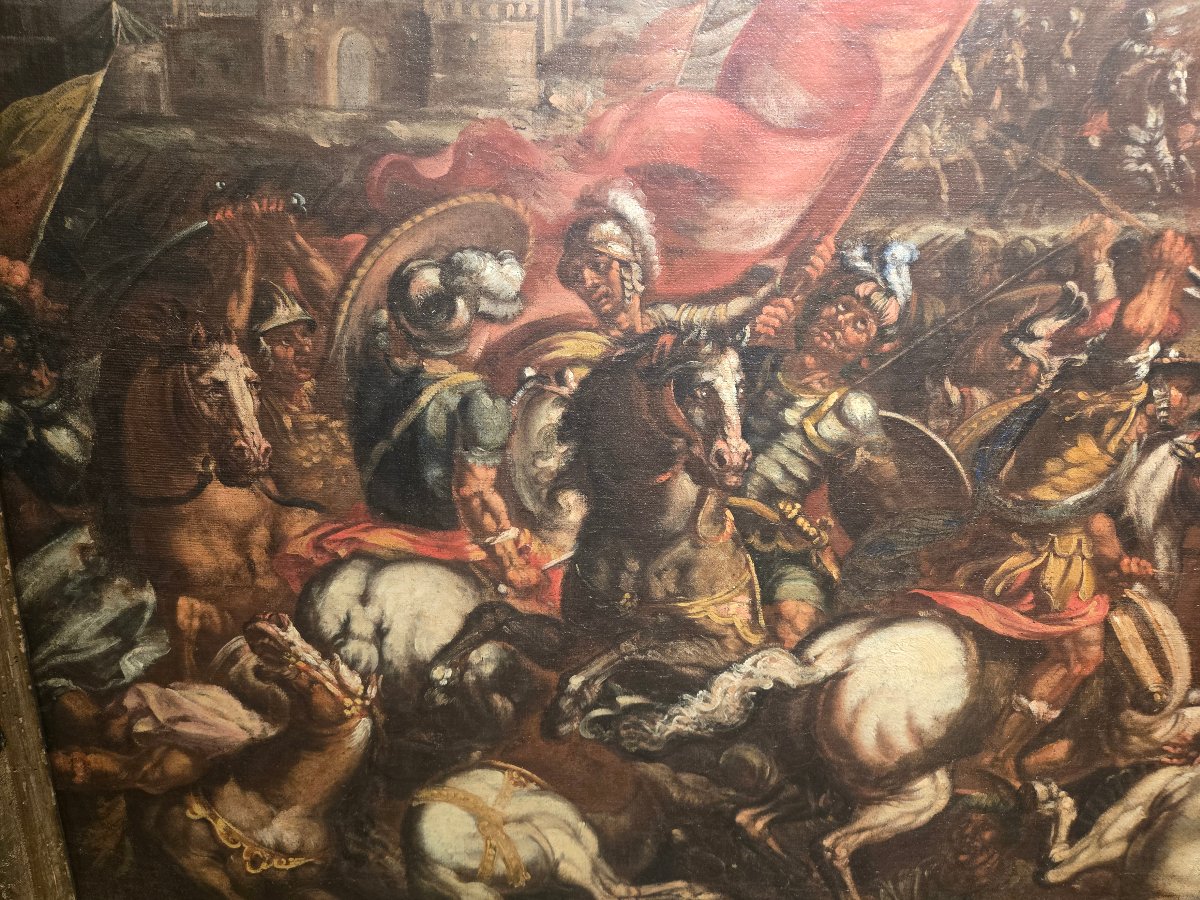 Huile sur toile, scene de battaille, fin du XVII siecle att.to Matteo Stom cm 88 x 130-photo-2