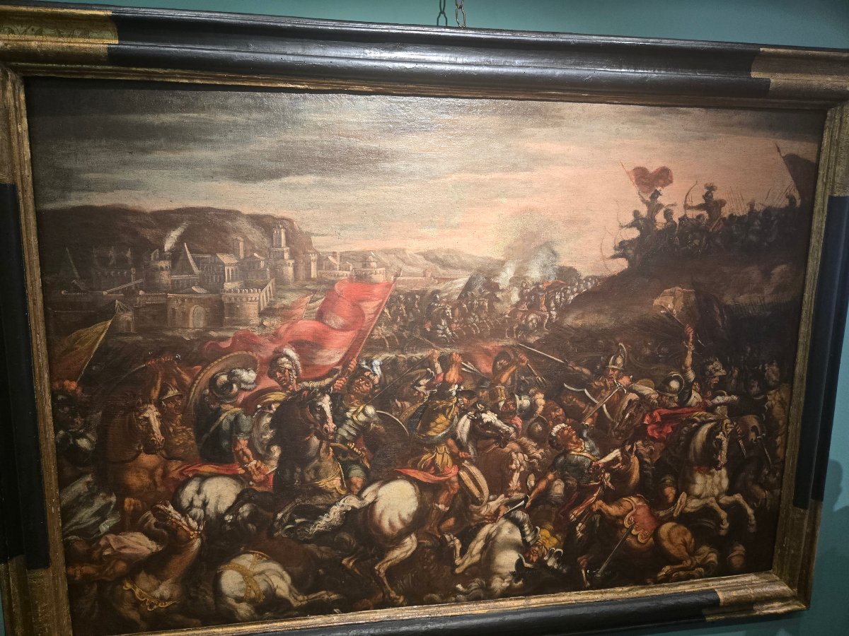 Huile sur toile, scene de battaille, fin du XVII siecle att.to Matteo Stom cm 88 x 130-photo-3