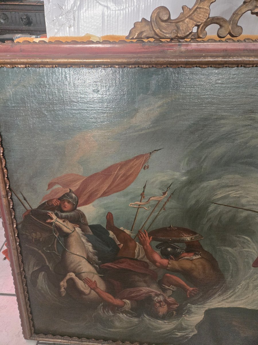 Oil On Canvas, The Crossing Of The Red Sea, 115 X 81 Cm, G.b. Marcola, Verona 1704–1776, Expert Opinion -photo-2