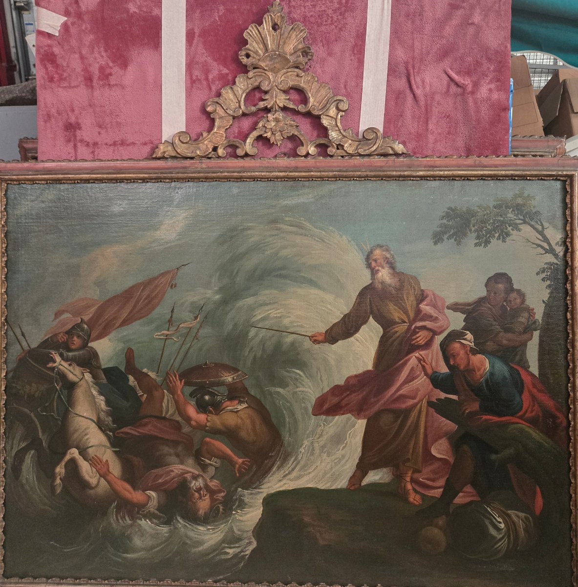 Oil On Canvas, The Crossing Of The Red Sea, 115 X 81 Cm, G.b. Marcola, Verona 1704–1776, Expert Opinion 
