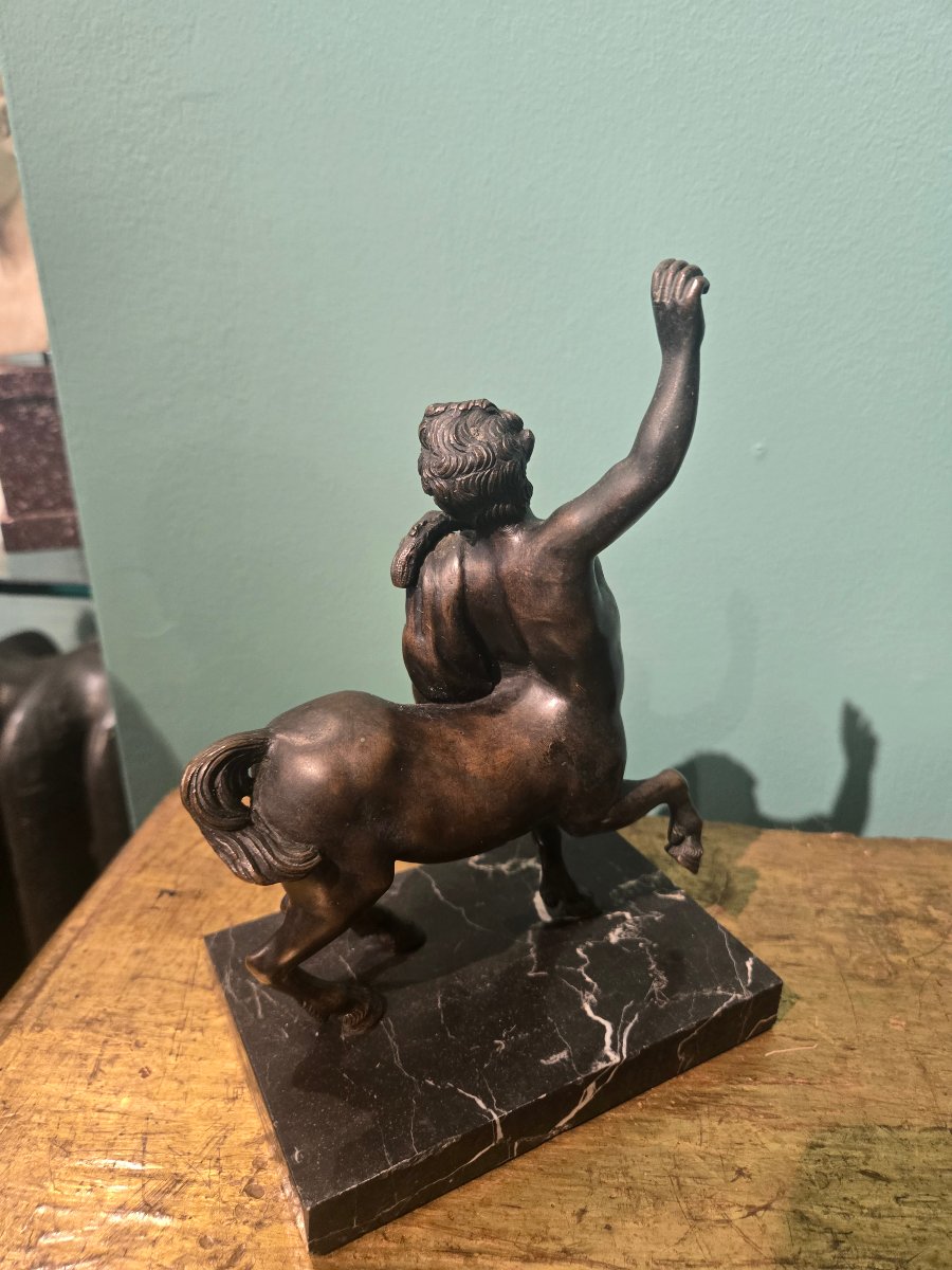 Paie de petites sculptures en bronze representants " Centaures " h 18 cm x 15 fin du XIX siecle-photo-3