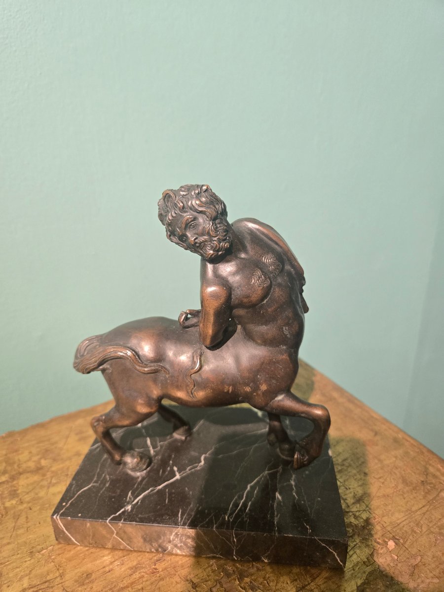 Paie de petites sculptures en bronze representants " Centaures " h 18 cm x 15 fin du XIX siecle-photo-5