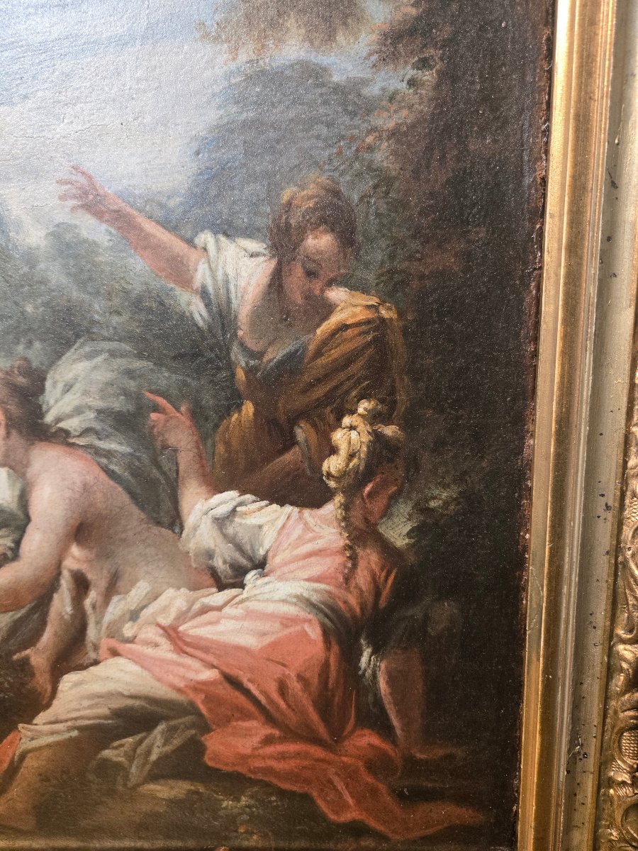 Oil On Canvas, 29 X 41 Cm, Bathsheba At Her Bath, Attributed To Francesco Conti, Florence, 18th Century. Good Condition-photo-2