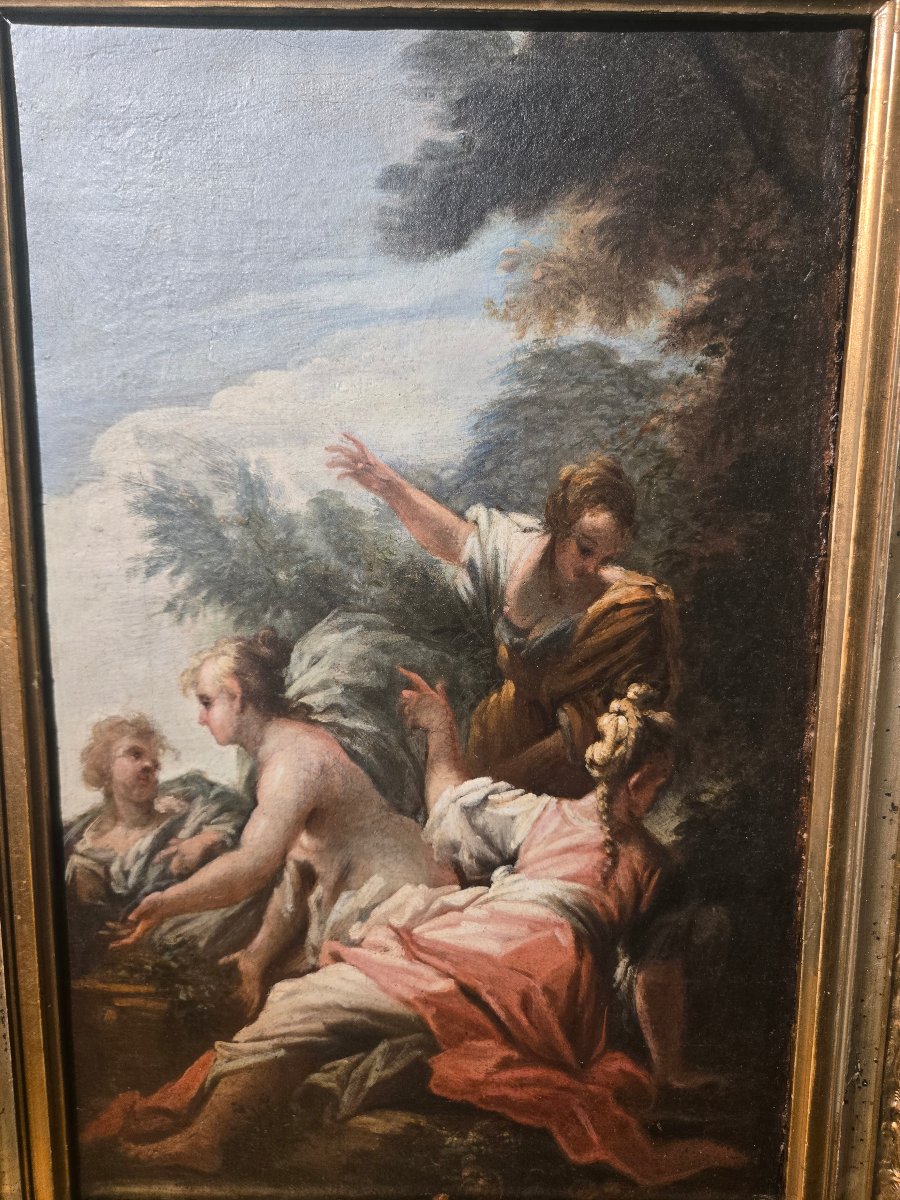 Oil On Canvas, 29 X 41 Cm, Bathsheba At Her Bath, Attributed To Francesco Conti, Florence, 18th Century. Good Condition-photo-3
