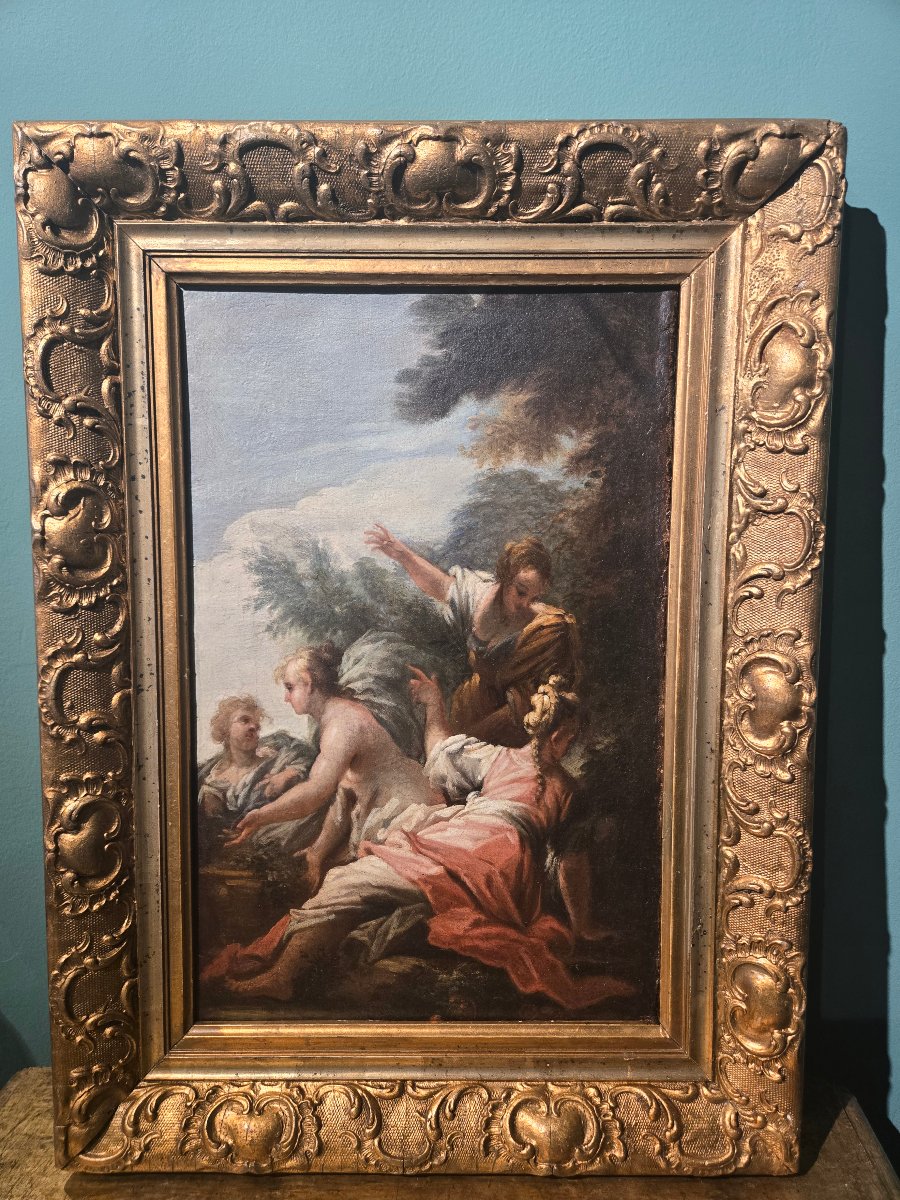 Oil On Canvas, 29 X 41 Cm, Bathsheba At Her Bath, Attributed To Francesco Conti, Florence, 18th Century. Good Condition-photo-4