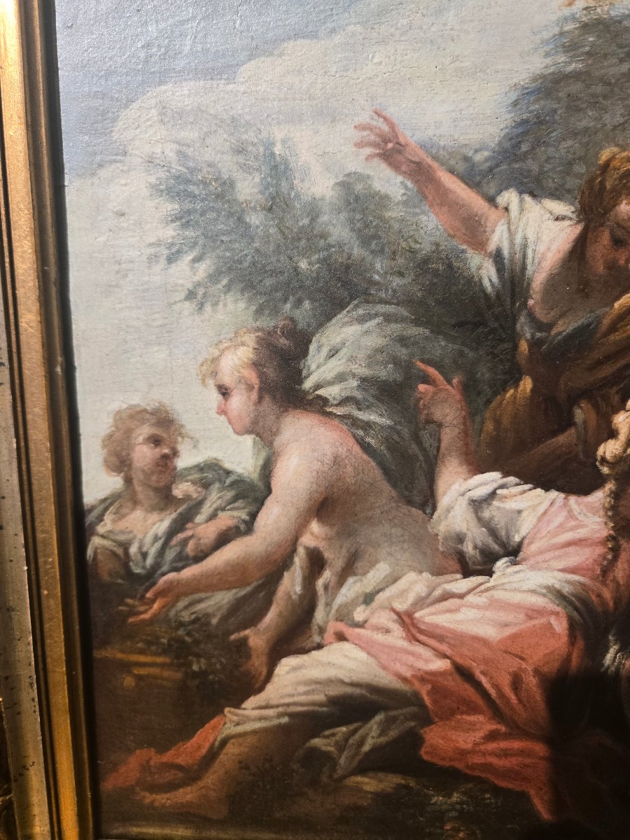 Oil On Canvas, 29 X 41 Cm, Bathsheba At Her Bath, Attributed To Francesco Conti, Florence, 18th Century. Good Condition-photo-1