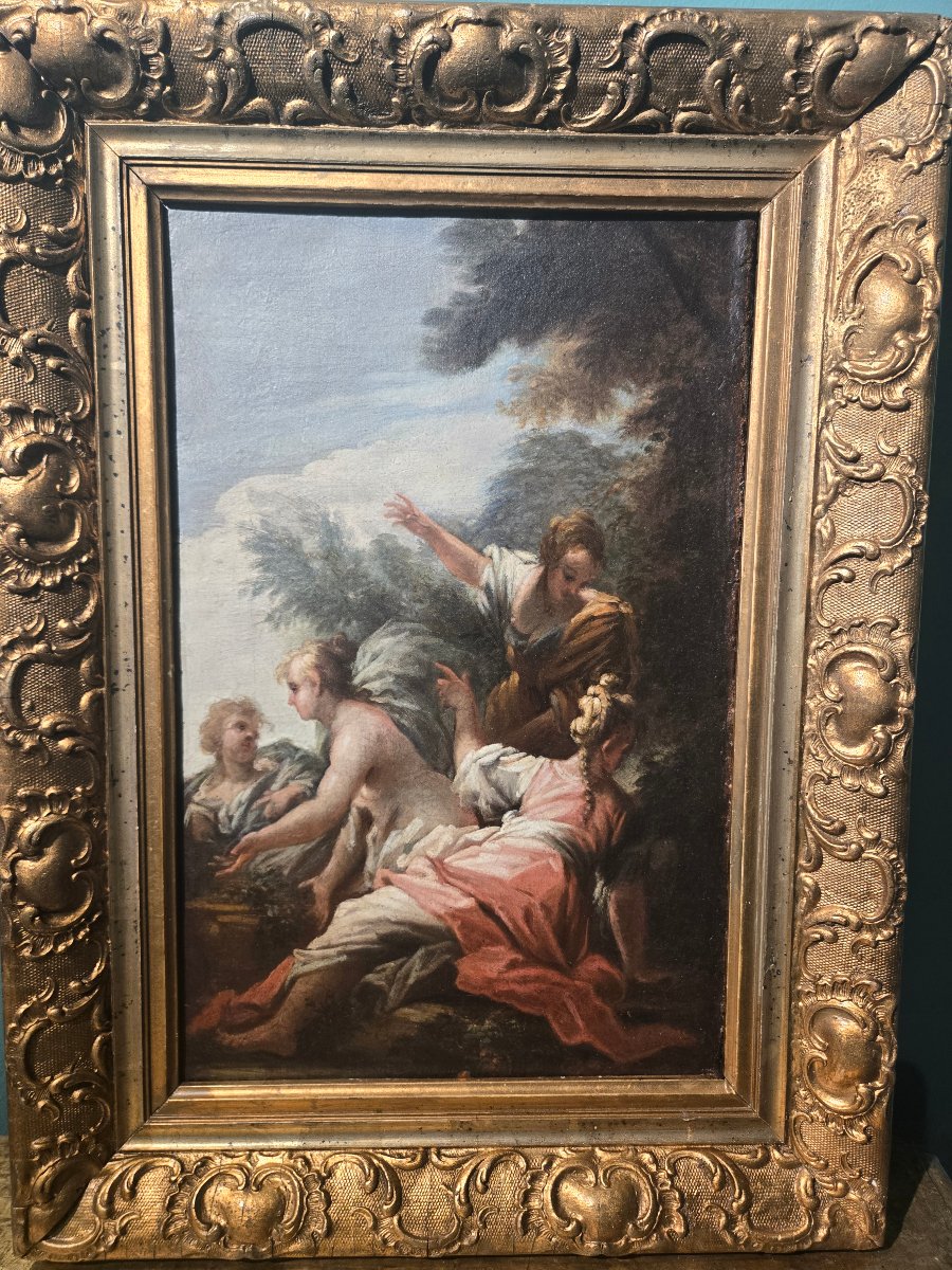 Oil On Canvas, 29 X 41 Cm, Bathsheba At Her Bath, Attributed To Francesco Conti, Florence, 18th Century. Good Condition