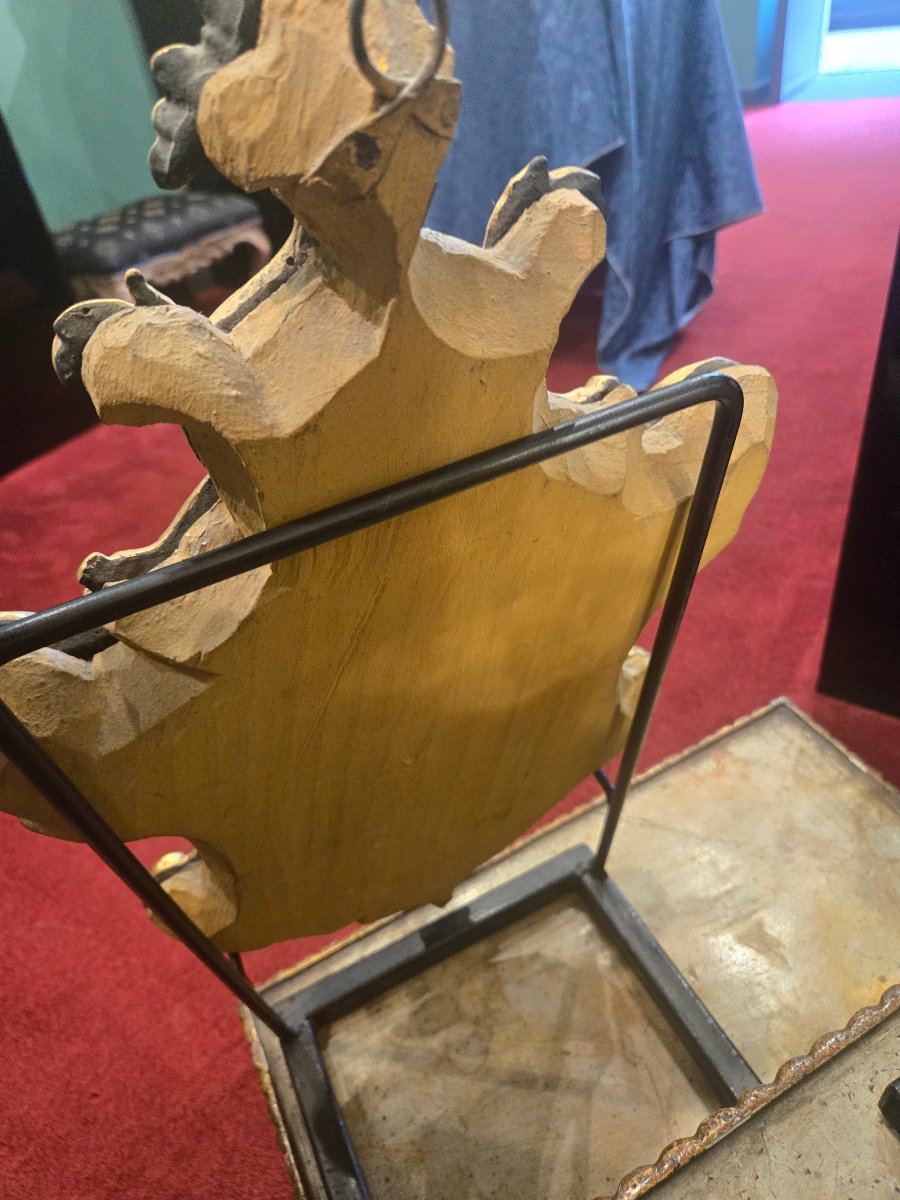 Paire de petits miroirs en bois sculpte et dore, XIX siecle, cm 56 x 32 , tres bon etat-photo-3