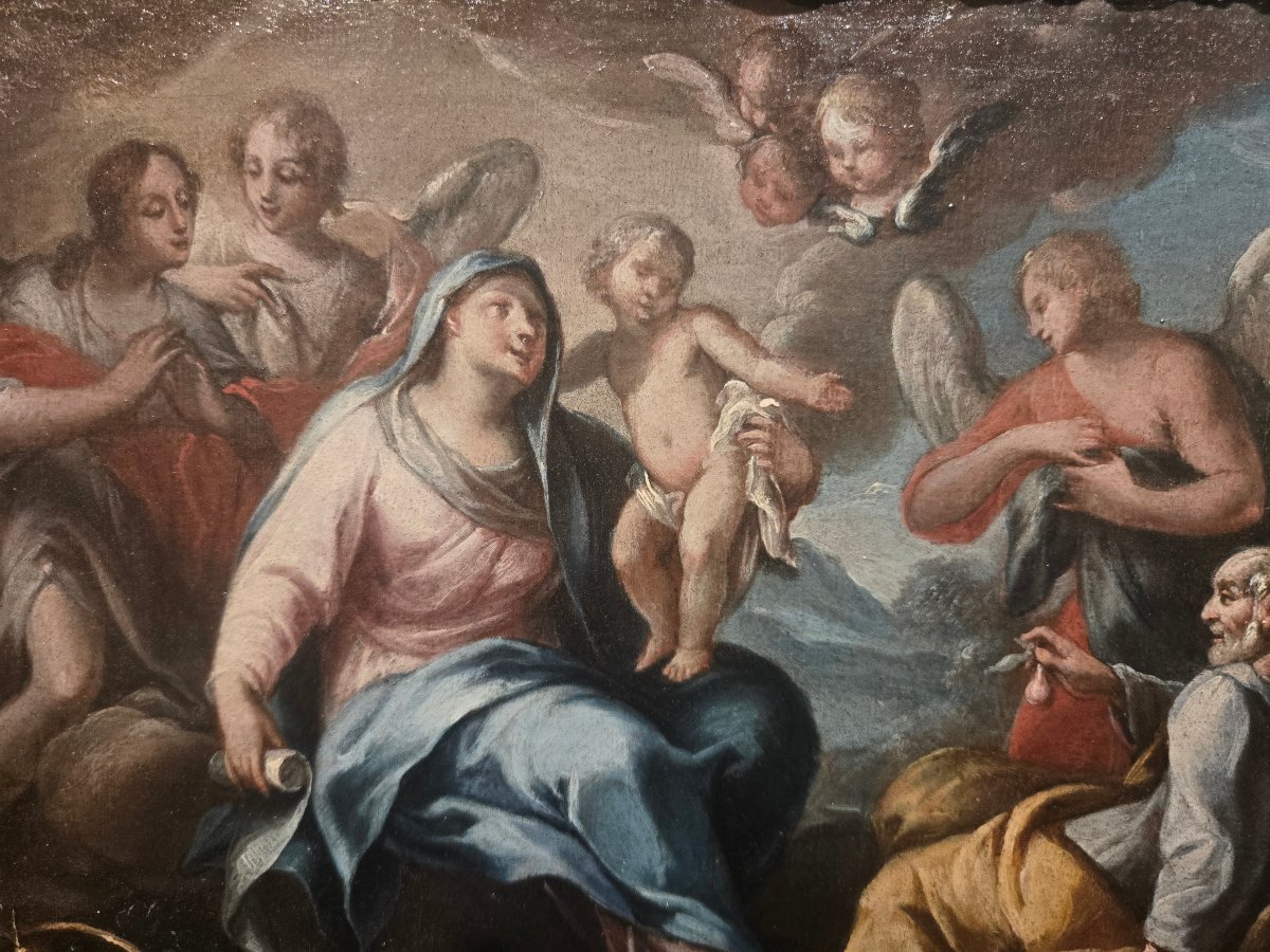 Oil On Canvas, Rest On The Flight Into Egypt, 25 X 35 Cm, 18th-century Venetian Master-photo-3