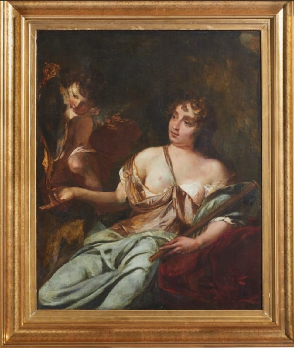Huile sur toile, Allegorie de la vanite', cm 110 x 90, Maitre italienne du XVIII siecle