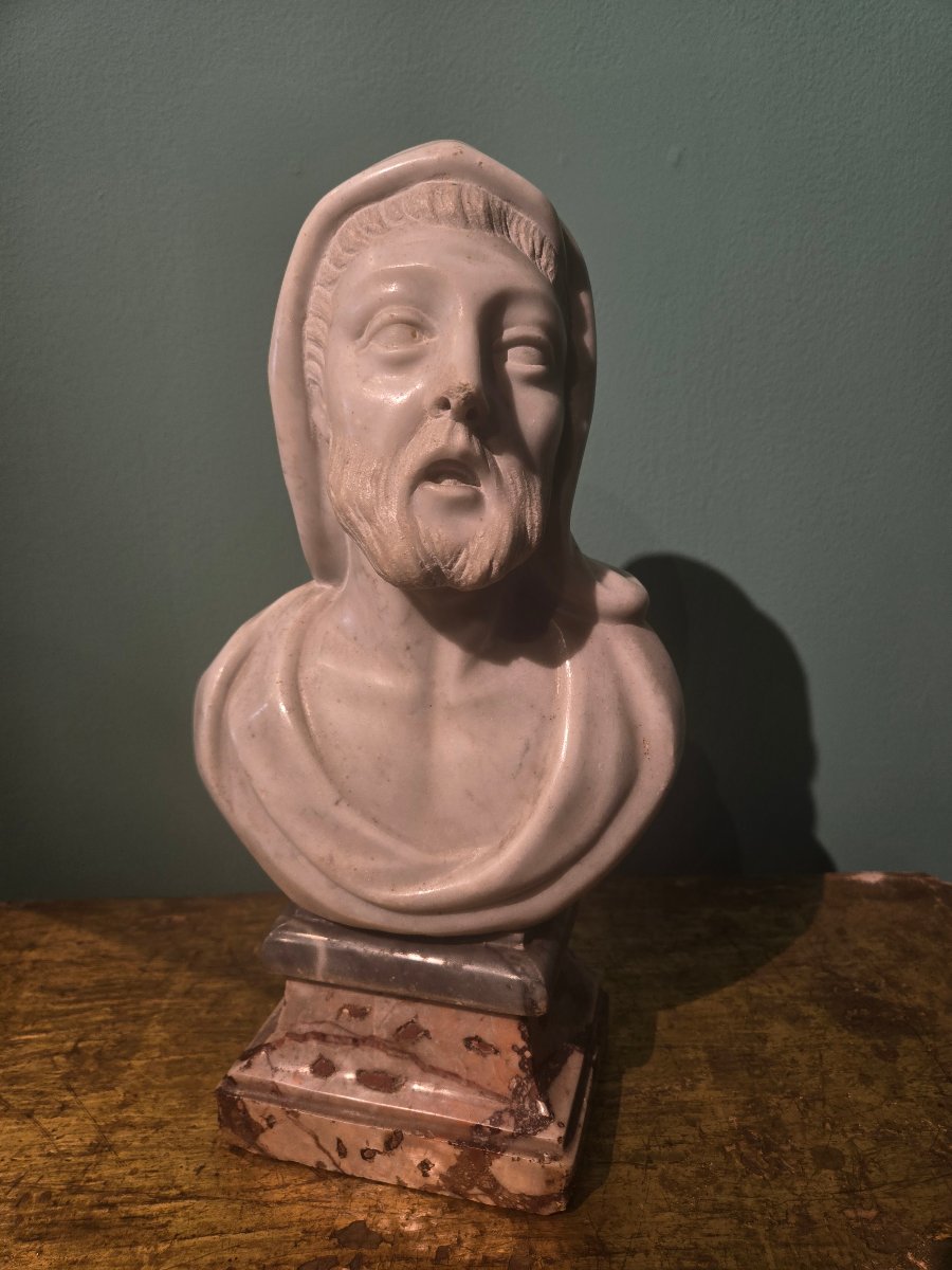 Marble Bust Depicting A Philosopher, 32 Cm High, Late 18th Century, In Excellent Condition