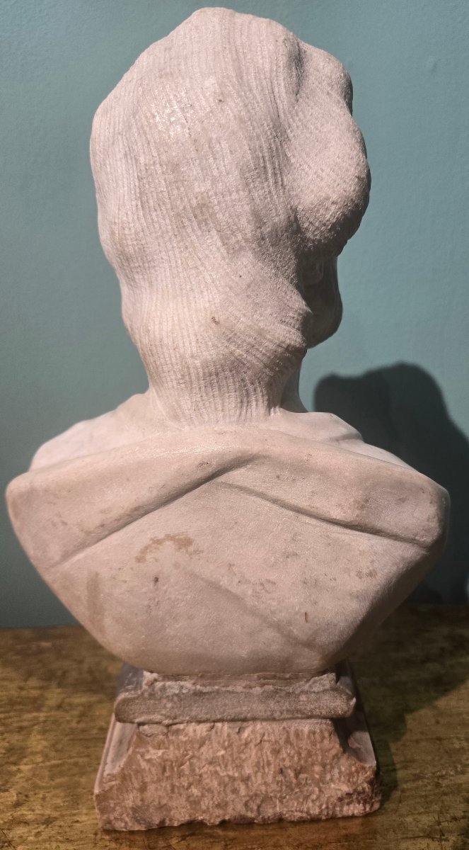 Marble Bust, Philosopher, 32 Cm High, Late 18th Century, Excellent Condition, Some Missing Pieces-photo-2