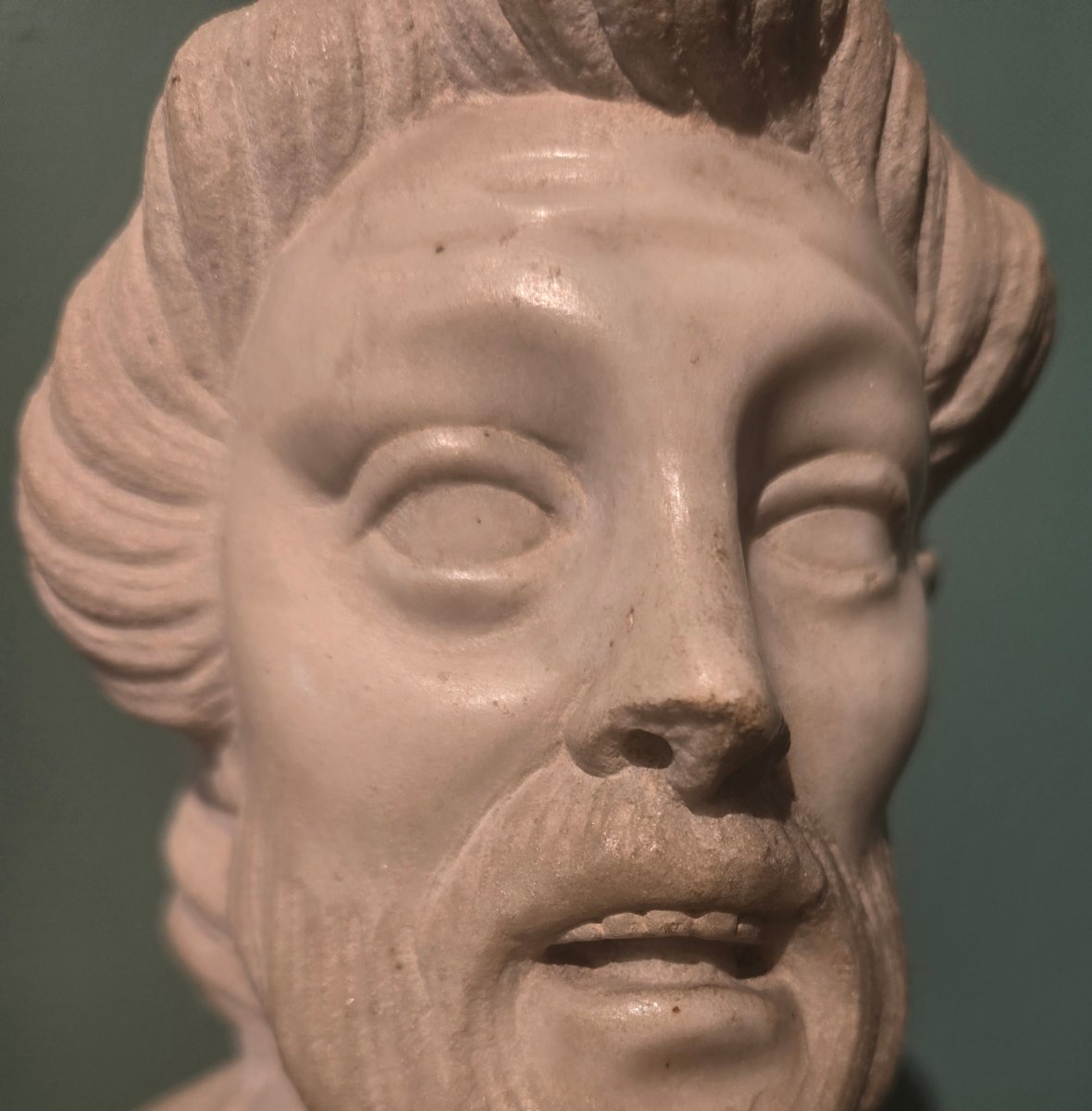 Marble Bust, Philosopher, 32 Cm High, Late 18th Century, Excellent Condition, Some Missing Pieces-photo-4